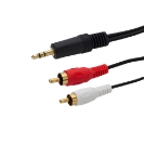 3m 3.5mm Stereo to 2 x RCA/Phono Audio Cable - Male to Male - Gold Connectors